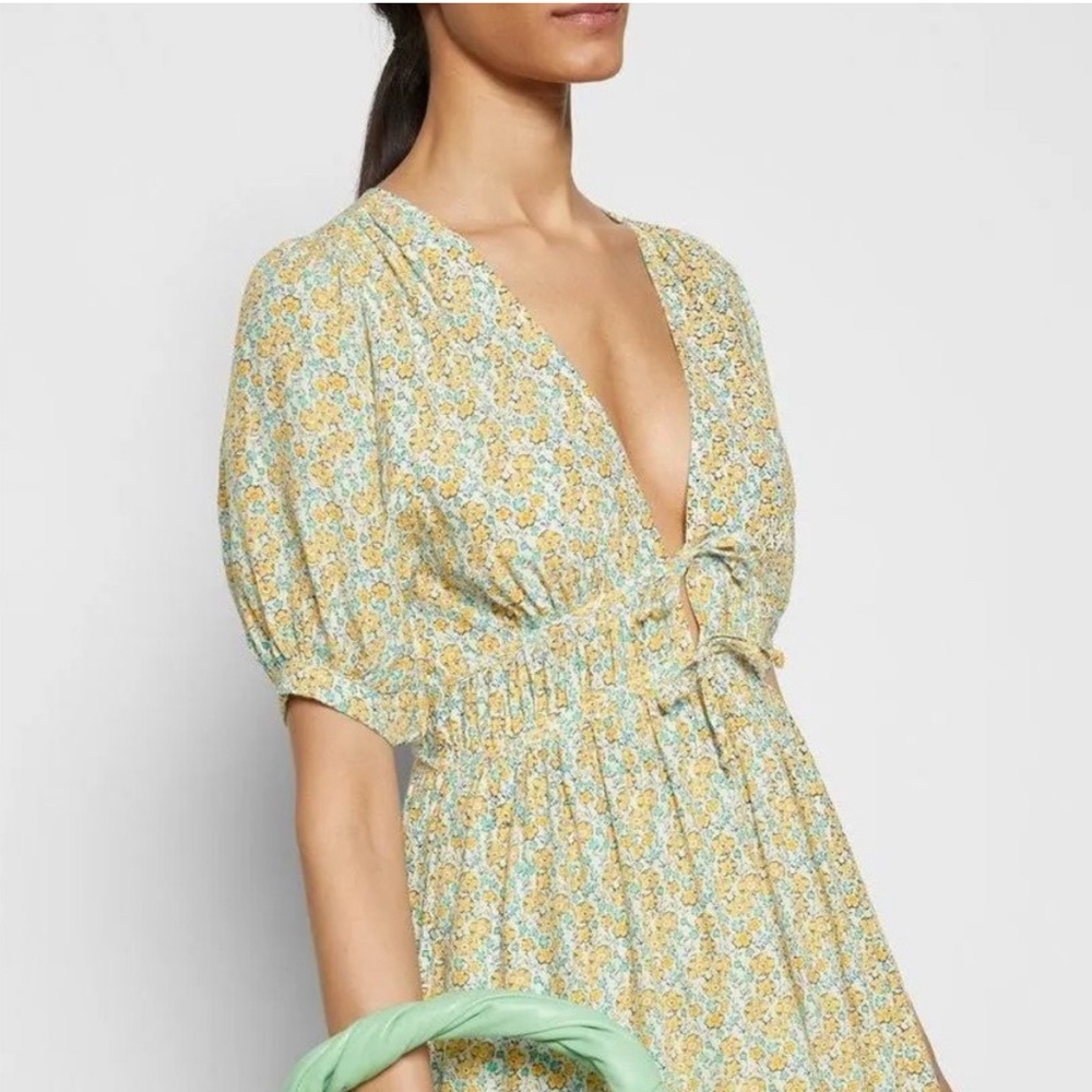 Faithfull The Brand Patrinico Sabinosa Floral Print Vneck Keyhole Midi Dress 6